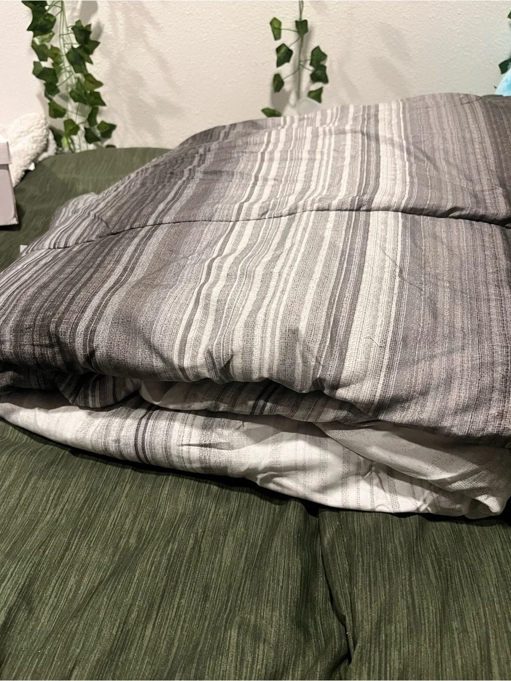 Gray Striped Comforter - Neutral Bedding